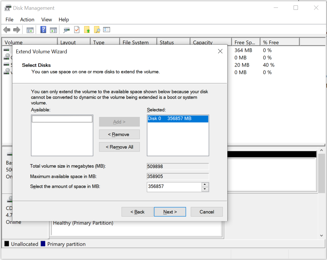 Partition after deleting recovery partition