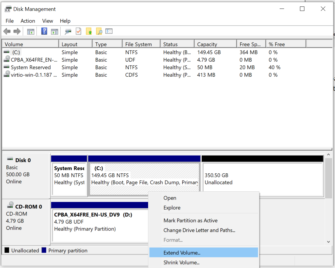 Initial partition layout in diskpart